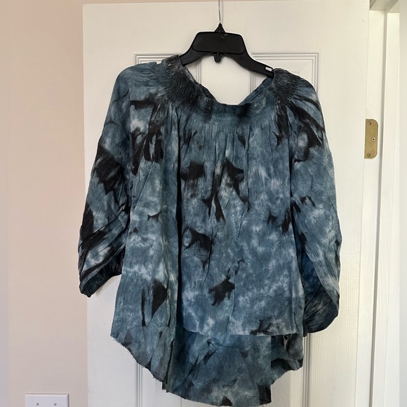 One X One Teaspoon Off the shoulder Tie Dye top Blue Size M - Picture 9 of 9